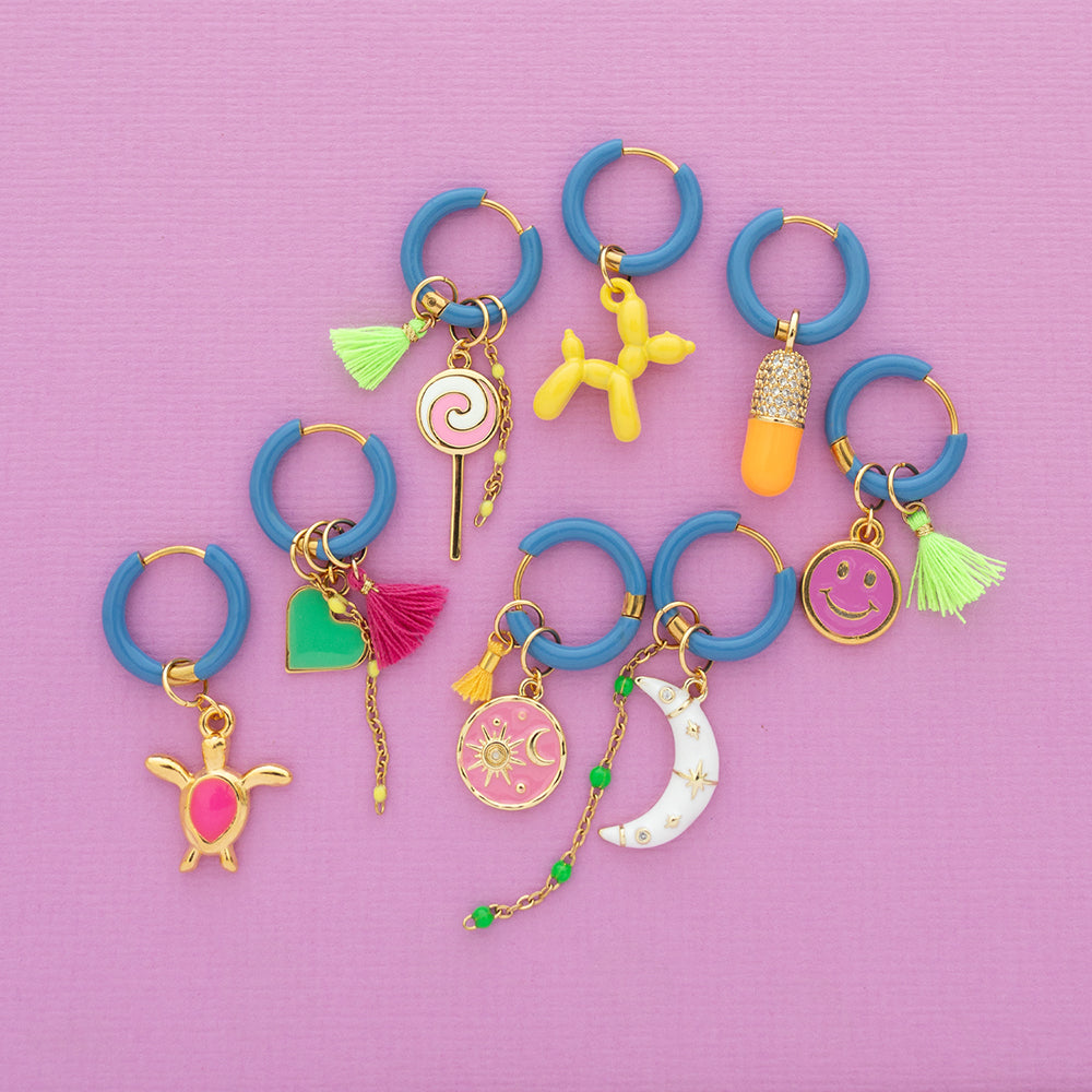 Zon & Maantje - Oorbellen/Blauw