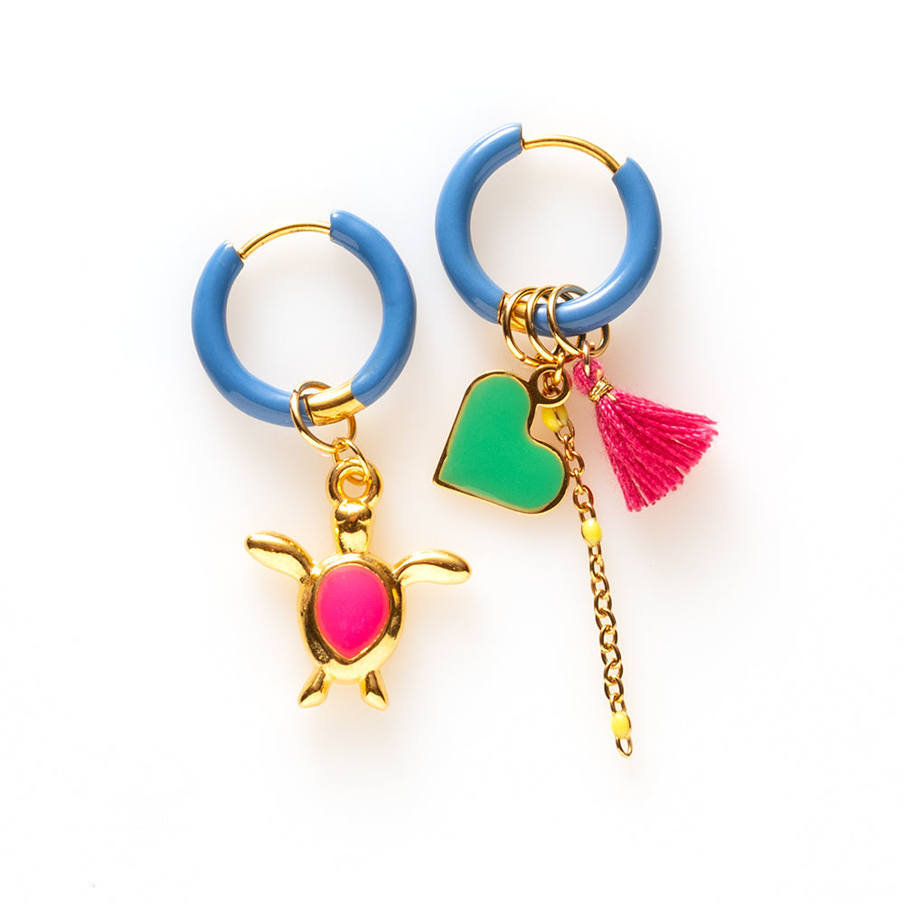 Schildpad & Hartje - Oorbellen/Blauw