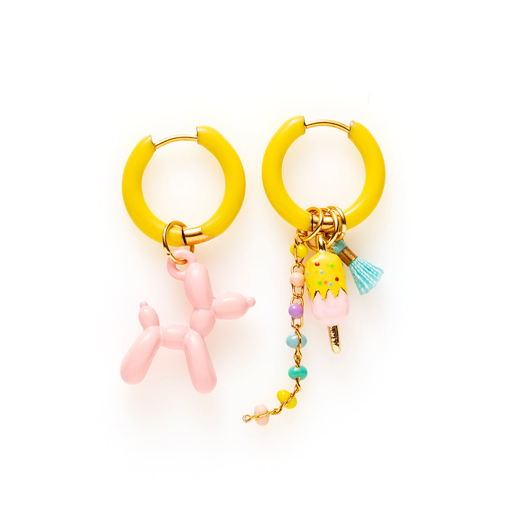Balloon Dog & IJsje - Oorbellen/Geel