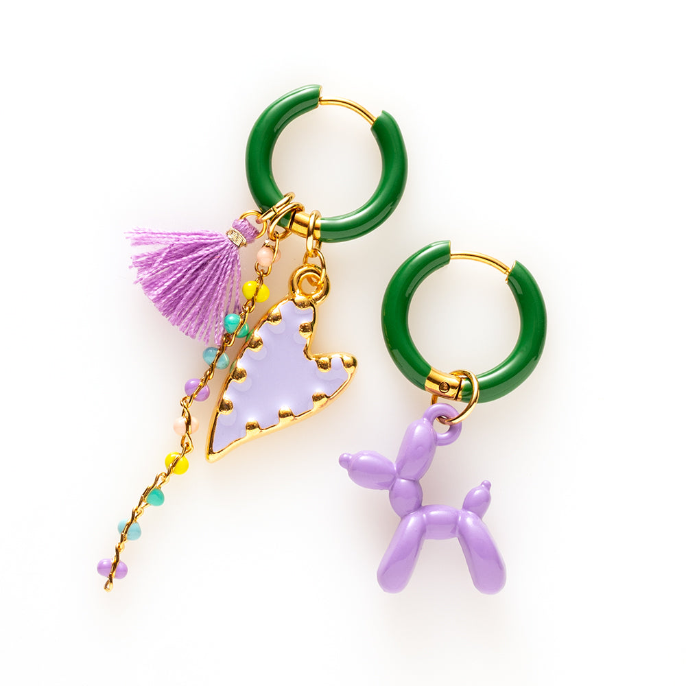 Hartje & Balloon Dog - Oorbellen/Groen