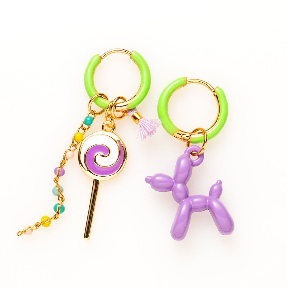 Lolly & Balloon Dog - Oorbellen - Groen