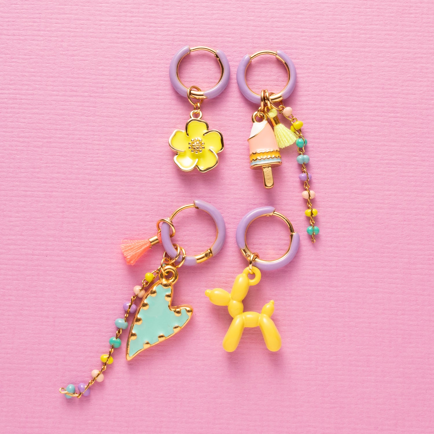 Balloon Dog & Hartje - Oorbellen/Paars