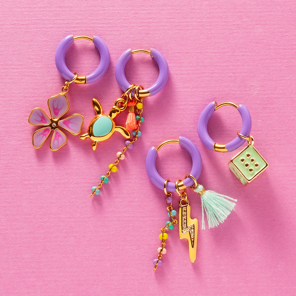 Bloem & Schildpad - Oorbellen/Paars