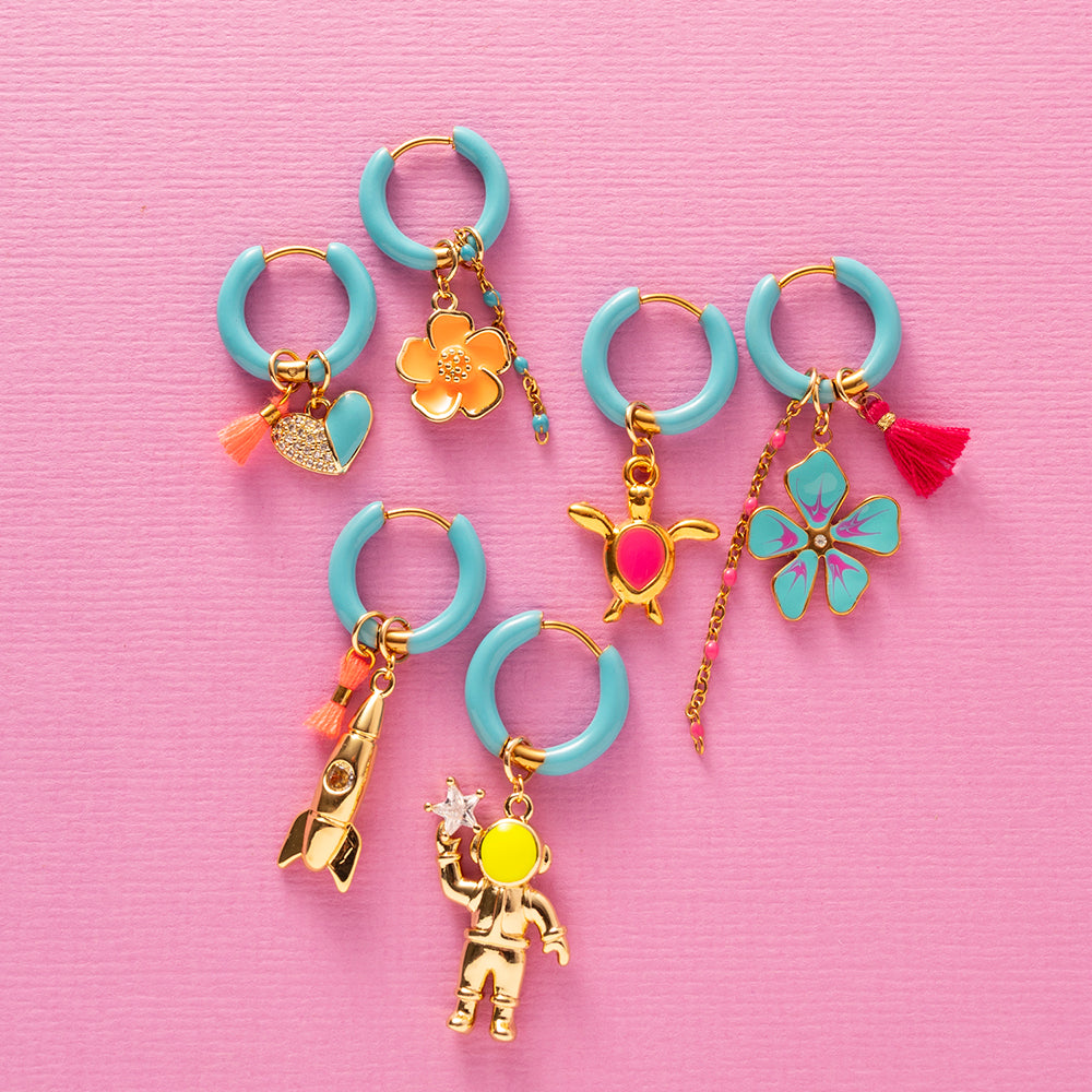 Schildpad & Bloem - Oorbellen / Turquoise