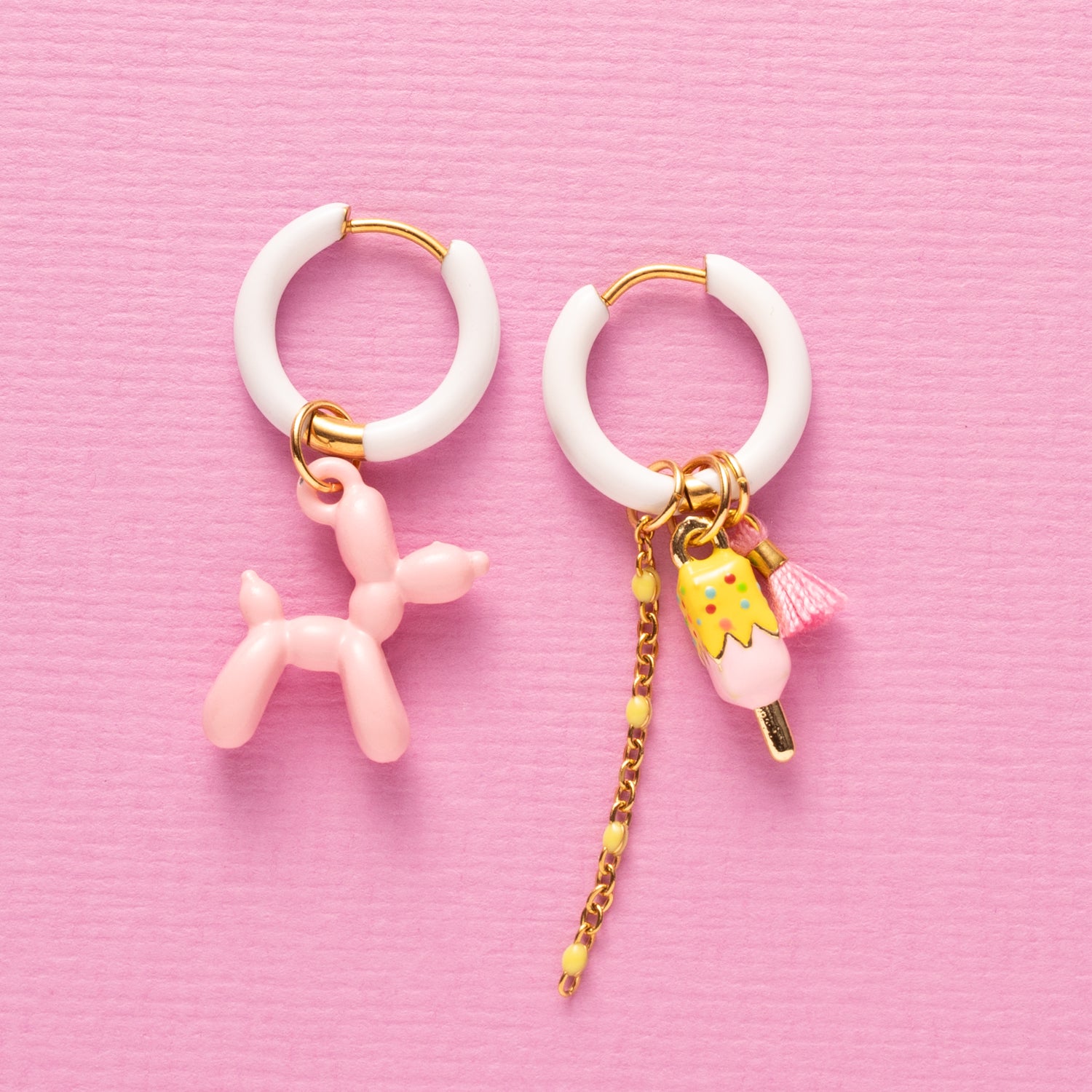 Balloon Dog & IJsje - Oorbellen/Wit