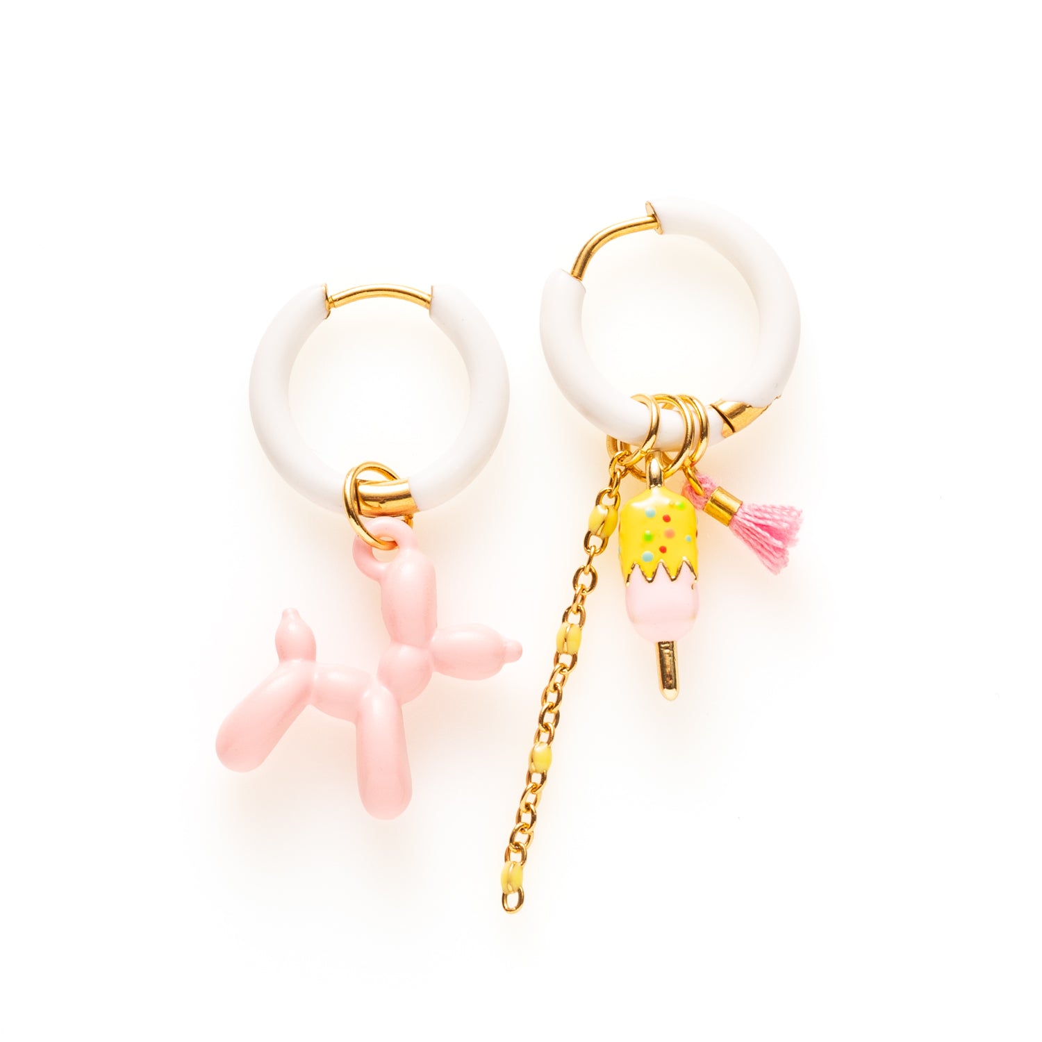 Balloon Dog & IJsje - Oorbellen/Wit