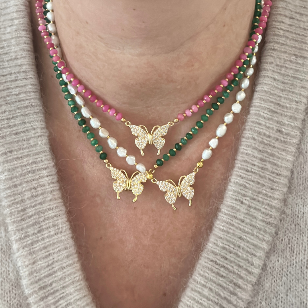 Butterfly Sparkle - Natuursteen Kralenketting