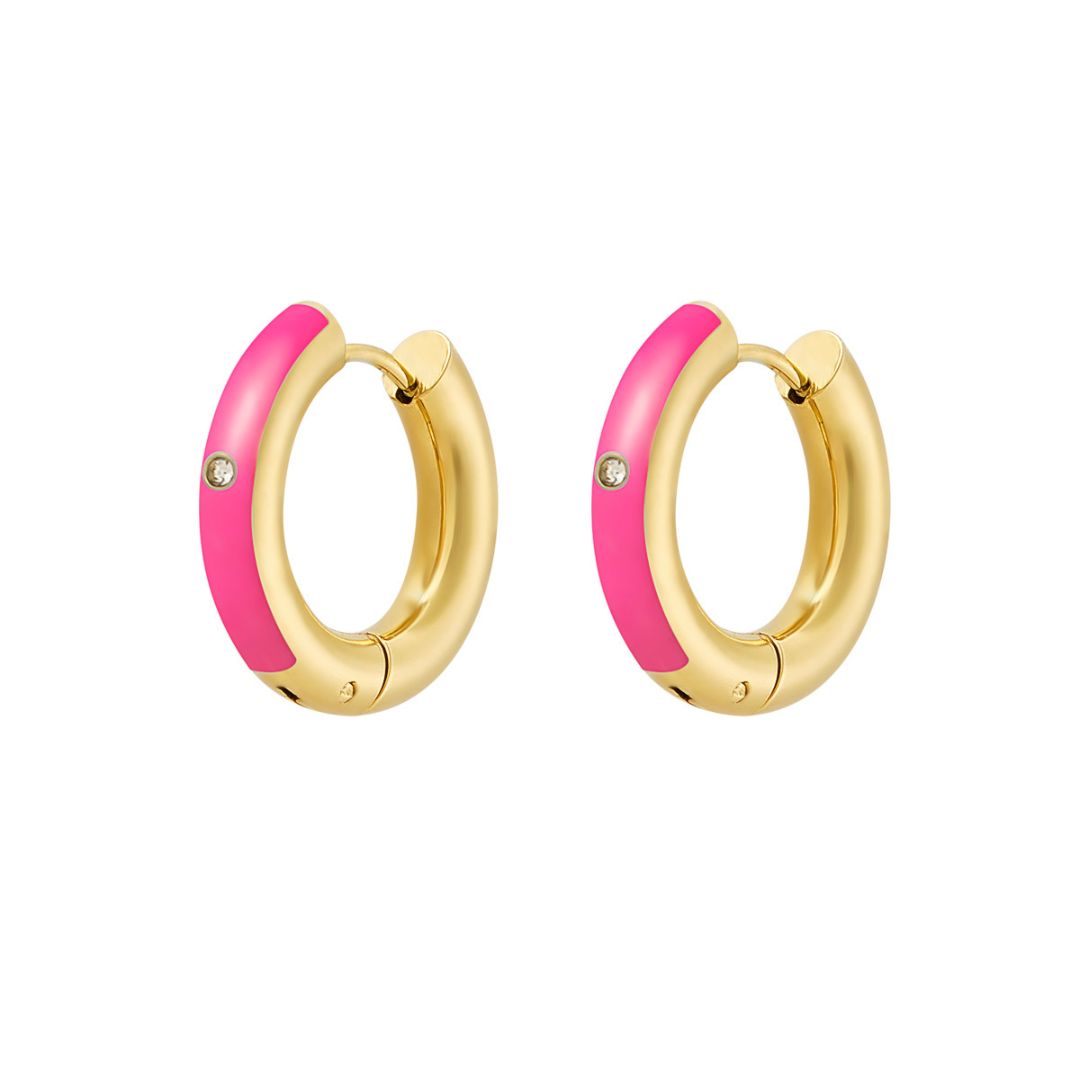 Oorbellen - Goud / Fuchsia