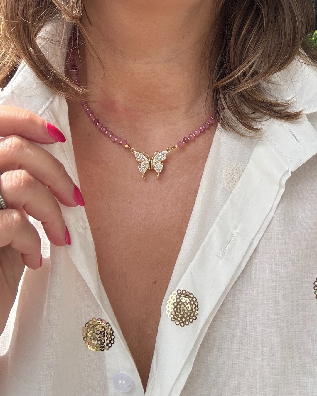 Butterfly Sparkle - Natuursteen Kralenketting