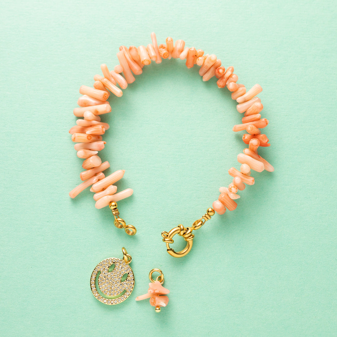 Armband - Ocean Bamboo - Roze / Smiley