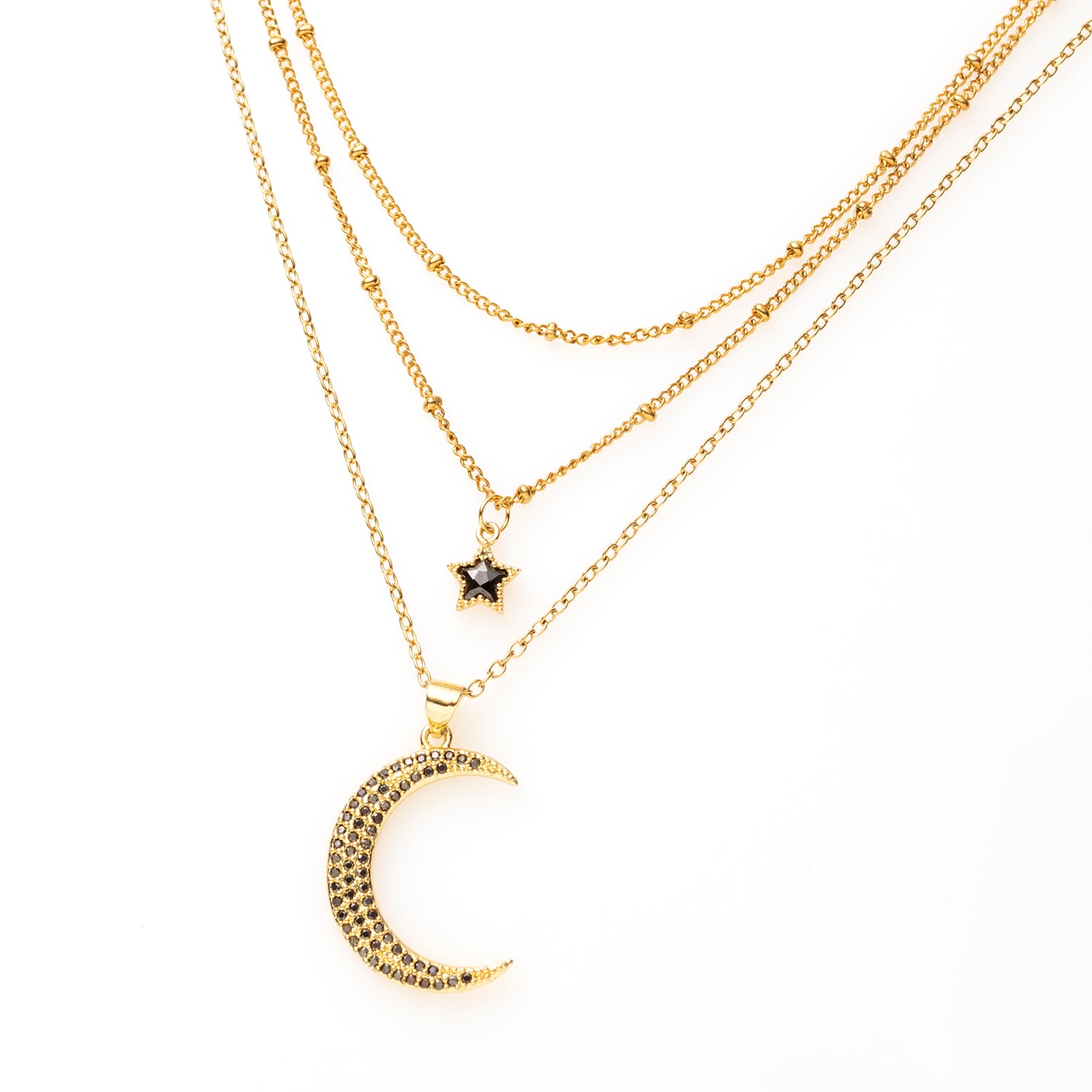 Ketting - 3 lagen - Night Sky Sparkle / Zwart