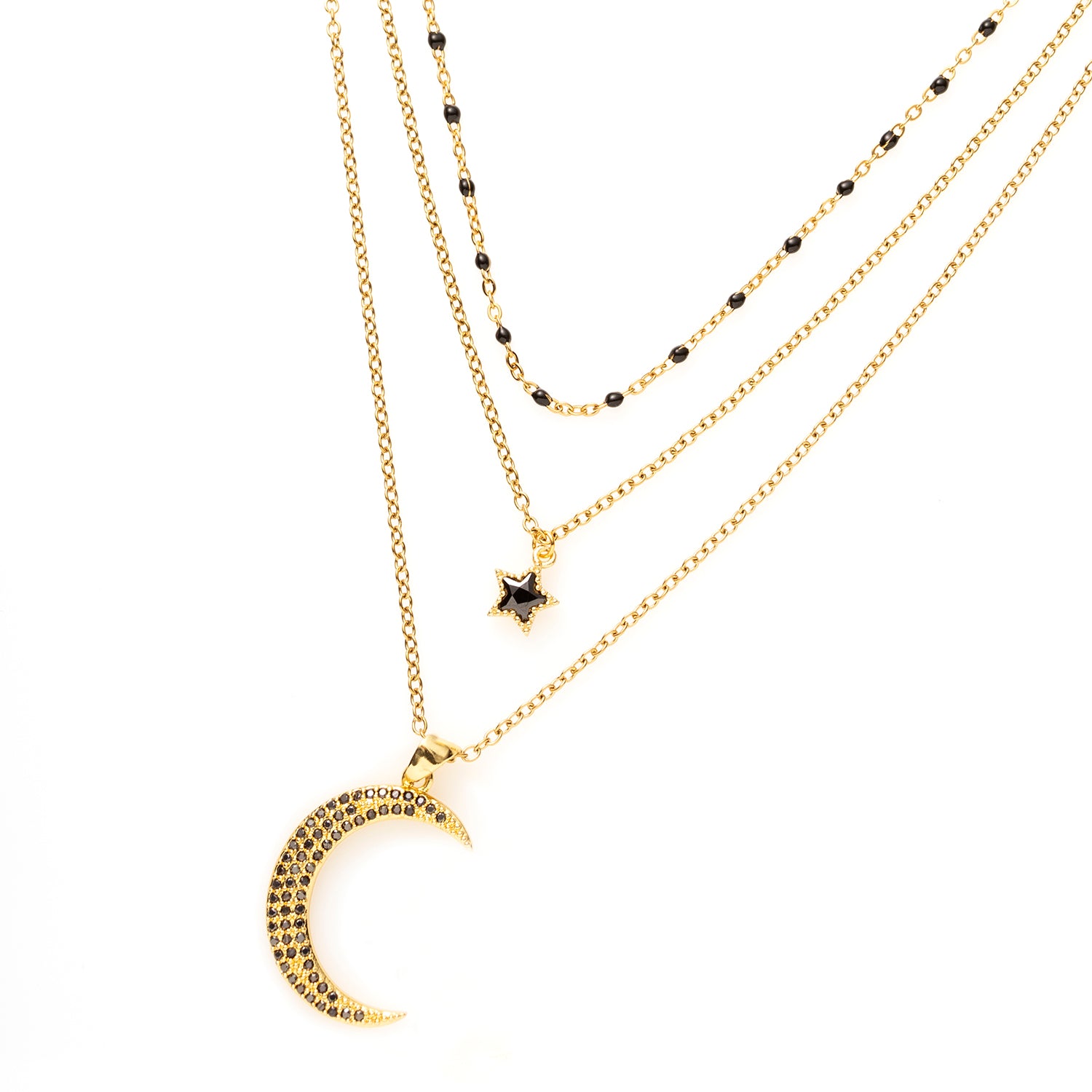 Ketting - 3 lagen - Night Sky Sparkle / Zwart