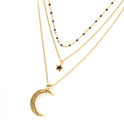 Ketting - 3 lagen - Night Sky Sparkle / Zwart