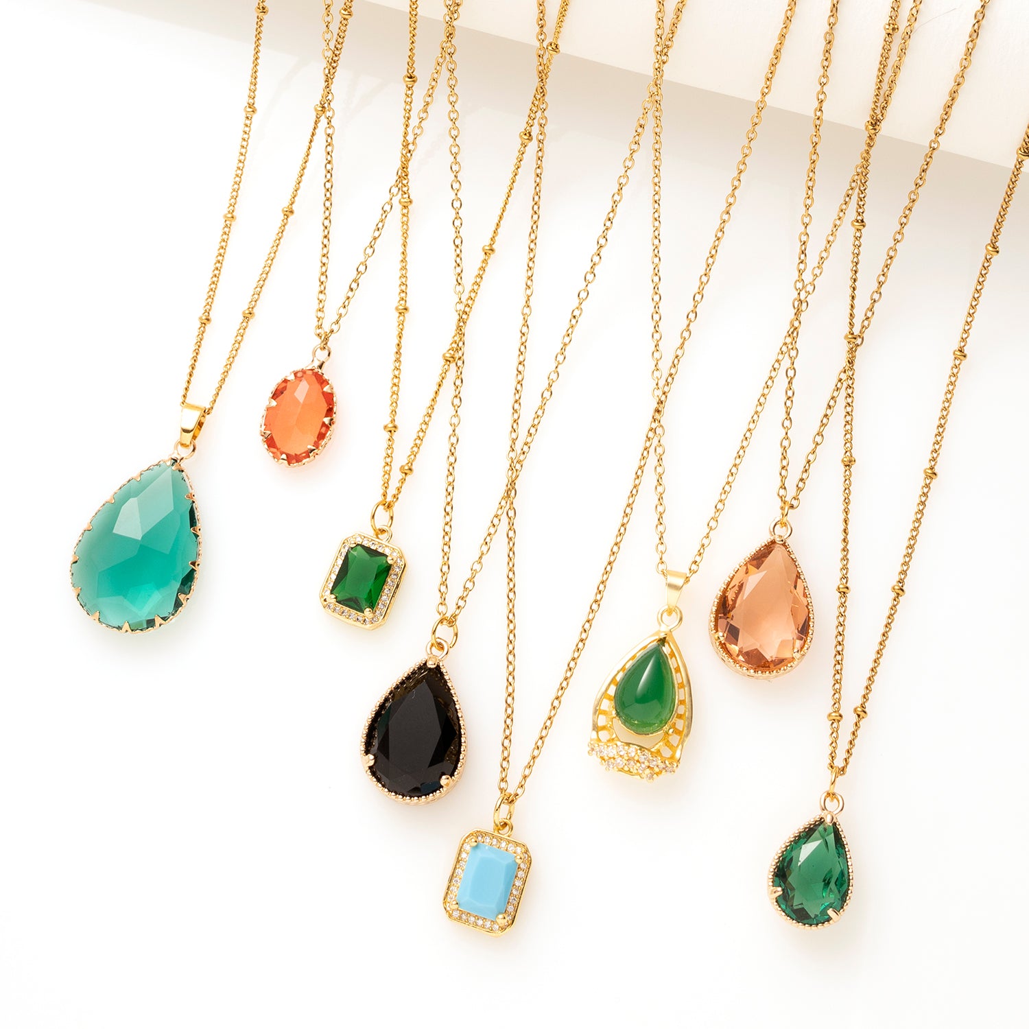 Ketting - Crystal glas - Teal