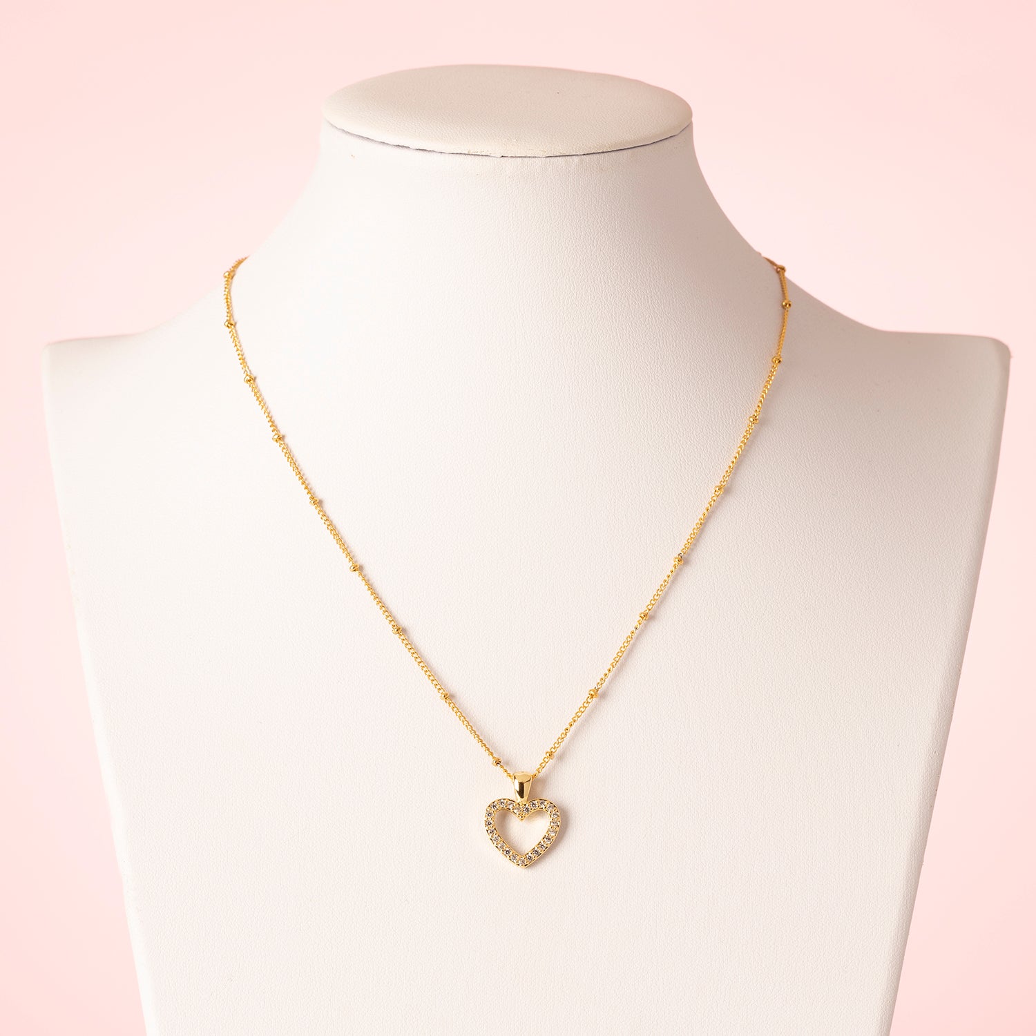 Ketting - Goud - Zirkonia - Open hartje ♥