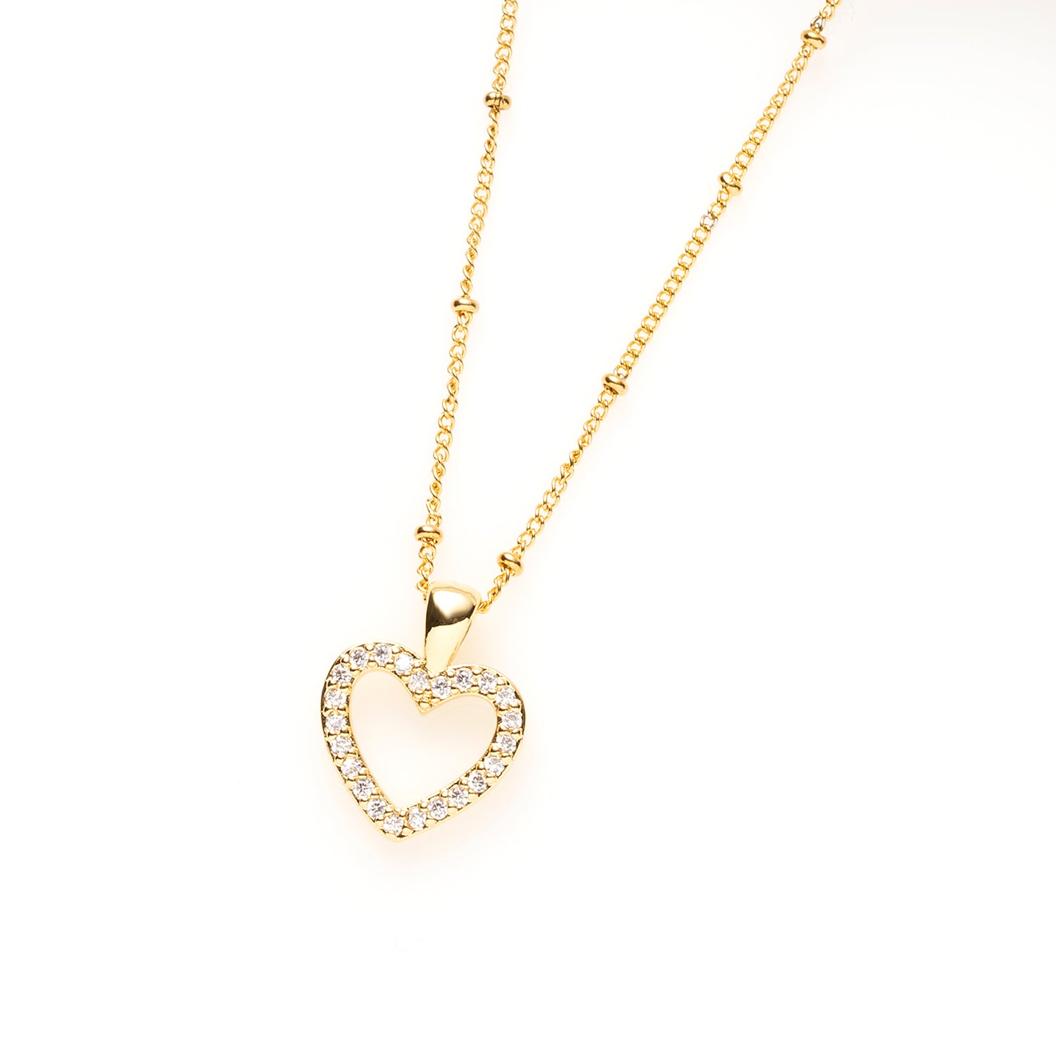 Ketting - Goud - Zirkonia - Open hartje ♥