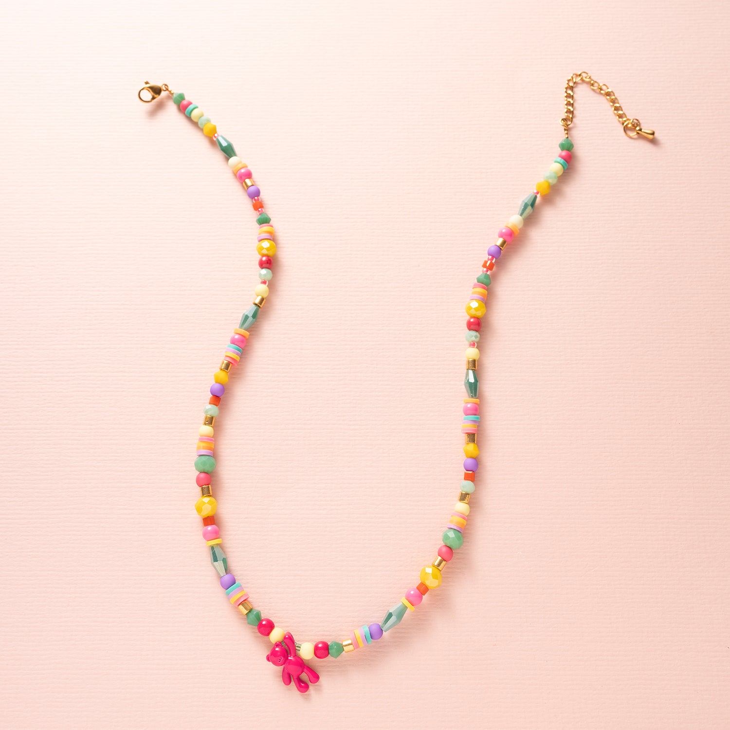 Ketting - Kralen - Beertje - Fuchsia