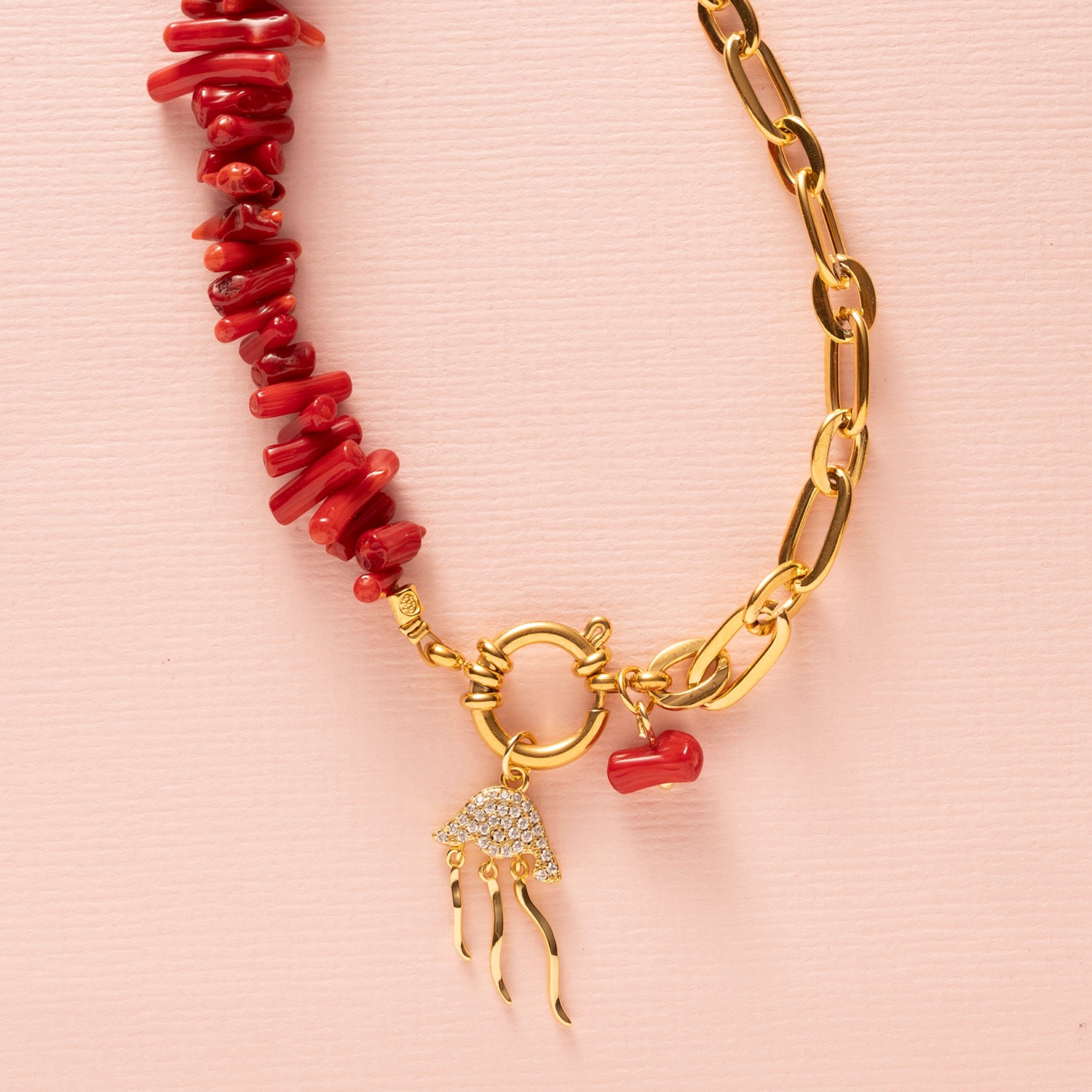 Ketting - Ocean Bamboo - Rood / Jellyfish