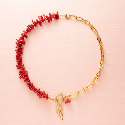 Ketting - Ocean Bamboo - Rood / Jellyfish