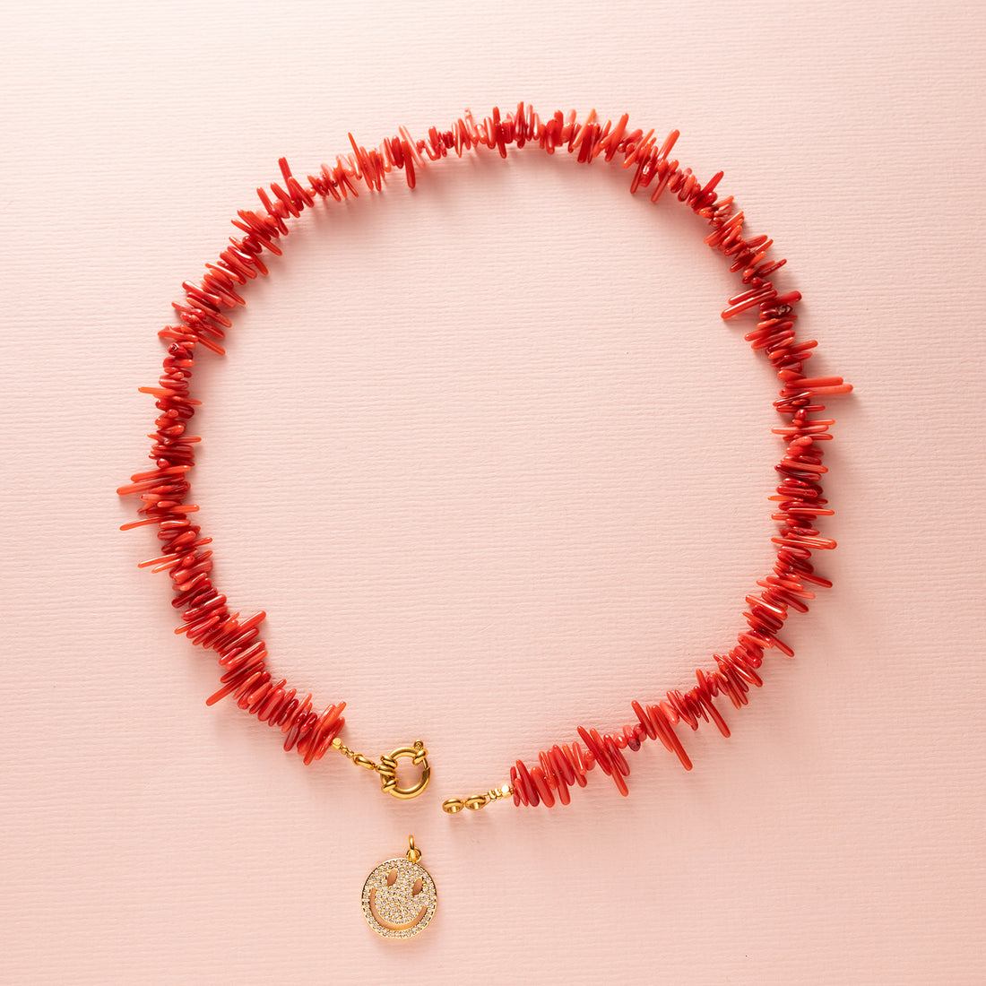 Ketting - Ocean Bamboo - Rood / Smiley