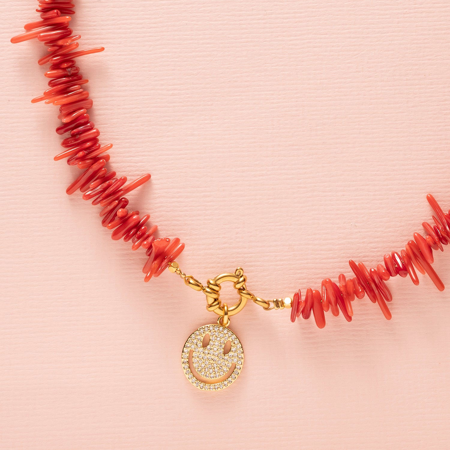 Ketting - Ocean Bamboo - Rood / Smiley