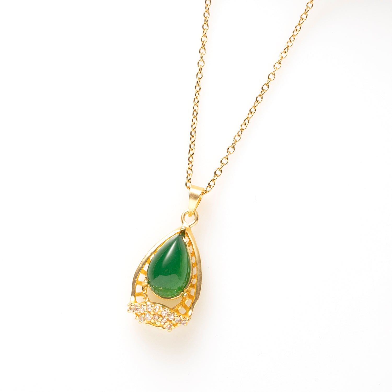 Ketting - Agaat met zirkonia steentjes / Groen