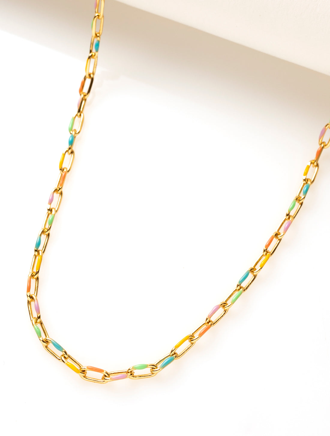 Ketting - Goud - Enamel schakel - Multicolor