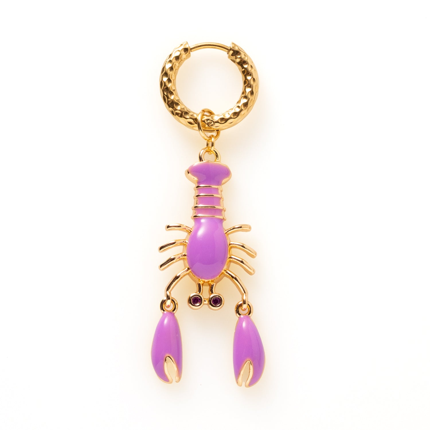 Lobster Twist is een opvallende one piece oorbel met een kreeft waarvan de scharen echt bewegen. Verkrijgbaar in paars, turquoise en rood voor een speelse, eigenzinnige touch. De dynamische scharen geven het sieraad leven en karakter. Een kleurrijk statement voor wie durft op te vallen.