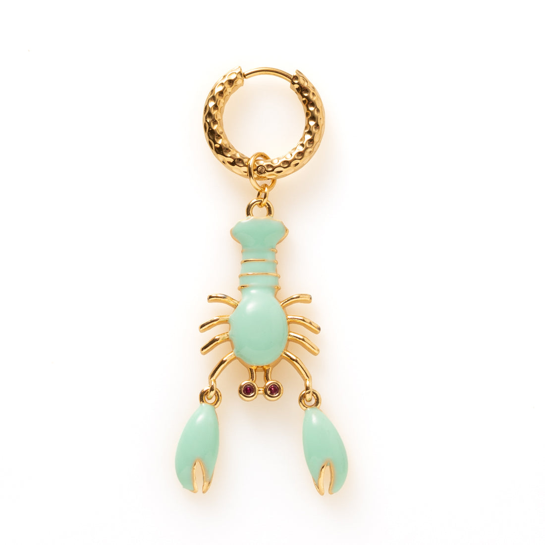 Lobster Twist is een opvallende one piece oorbel met een kreeft waarvan de&amp;nbsp;scharen echt bewegen. Verkrijgbaar in turquoise, rood en paars, voor een speelse, eigenzinnige touch. De dynamische scharen geven het sieraad leven en karakter,&amp;nbsp; Een kleurrijk statement voor wie durft op te vallen.