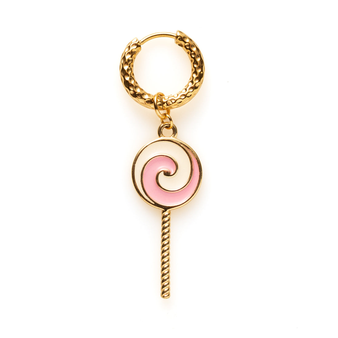 Sugar Pop Blush is een one-piece oorbel met een wit-roze lollydesign voor iedereen die houdt van fun, en een tikkeltje lef. Funky, speels en nét even anders. Deze oorbel draag je&amp;nbsp; om op te vallen. Mix &amp;amp; Match met de andere oorbellen voor een eigen unieke look.