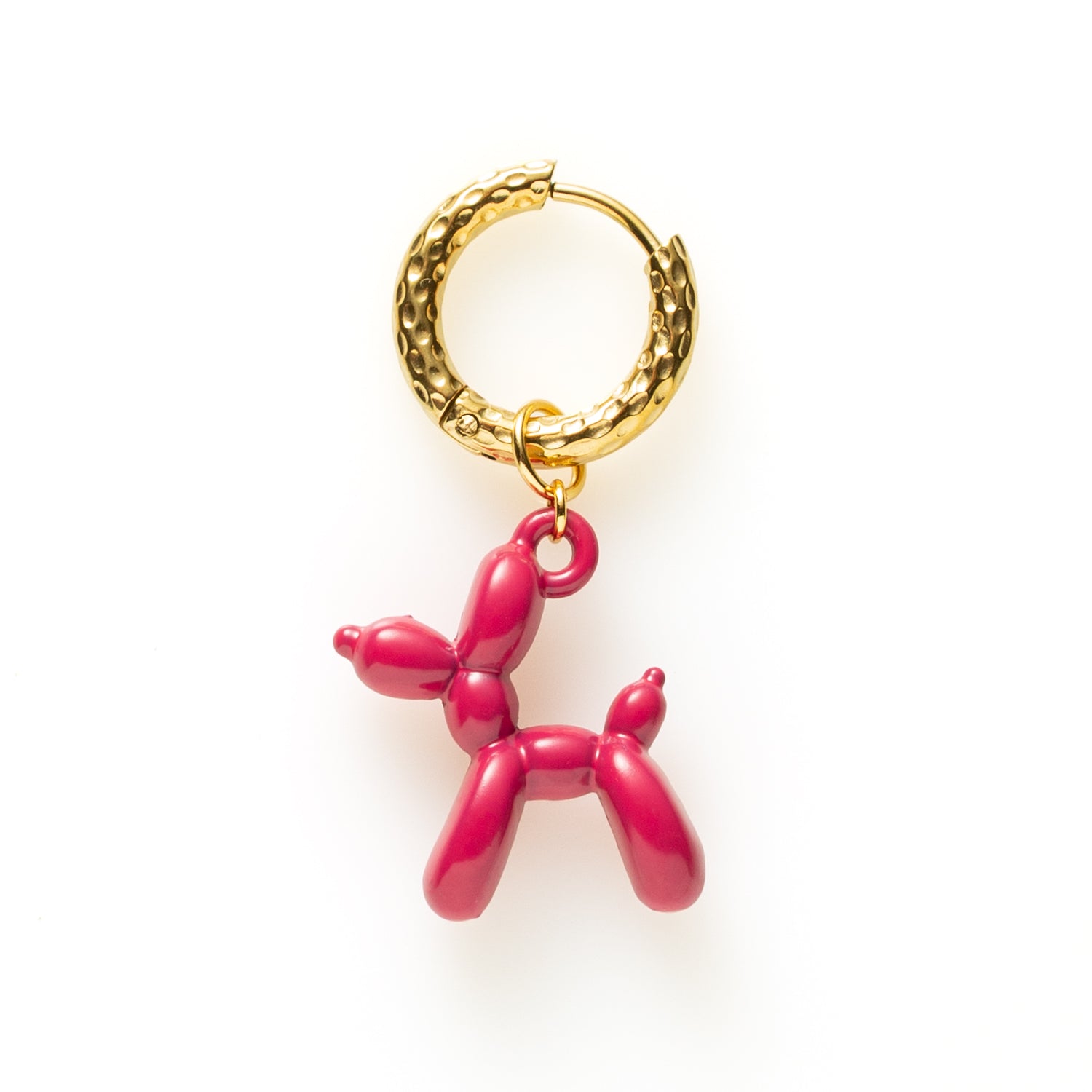 One Piece Oorbel - Goud - Balloon Dog Donker Roze