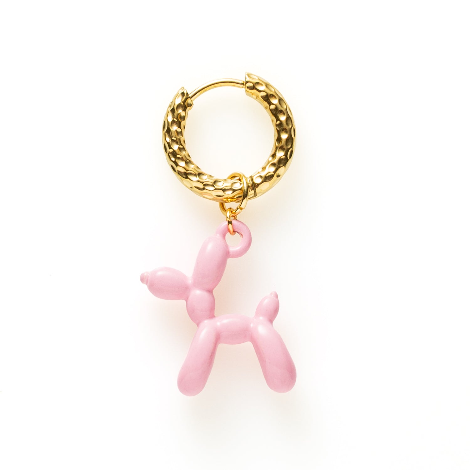 One Piece Oorbel - Goud - Balloon Dog Licht Roze