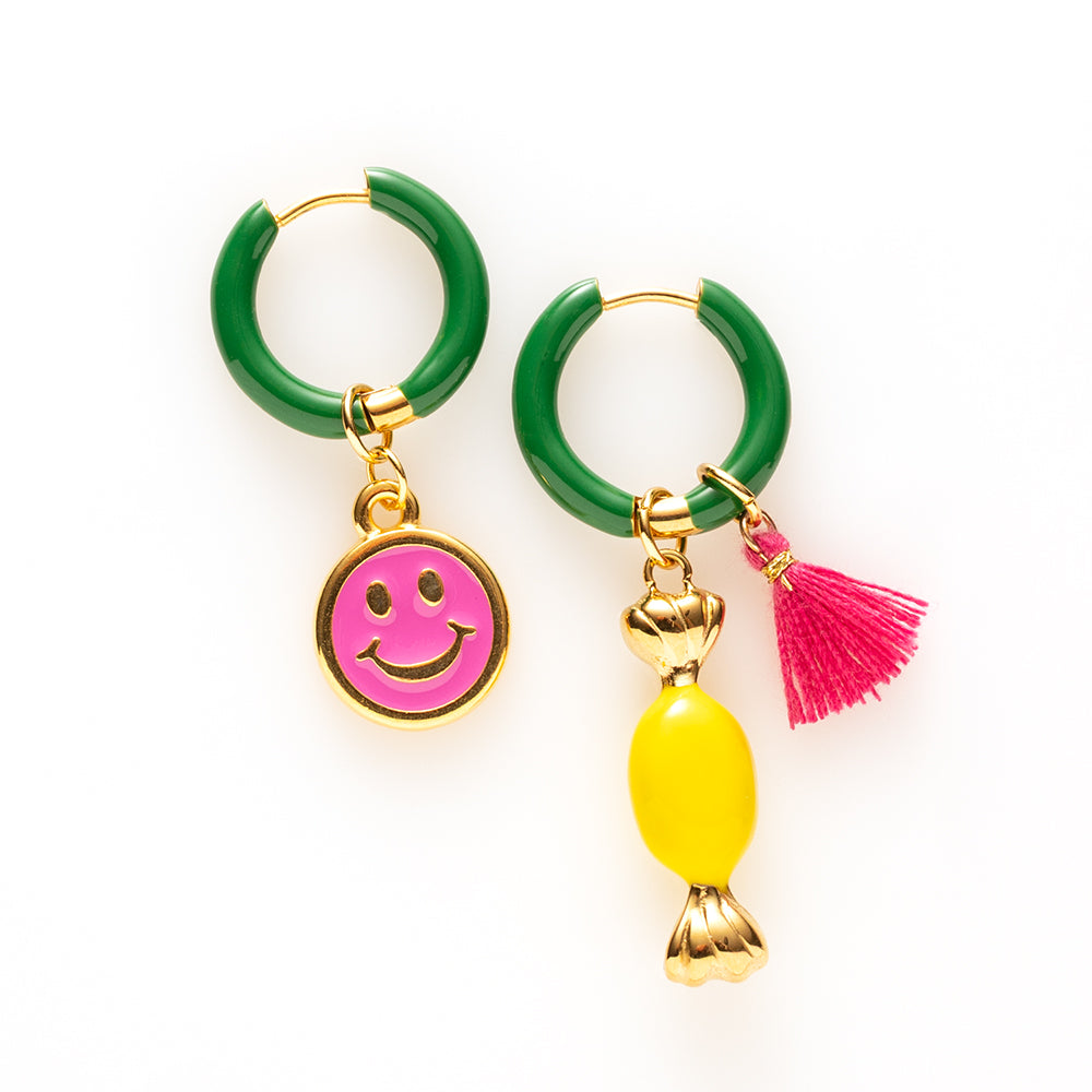 Smiley &amp; Snoepje - Oorbellen/Groen