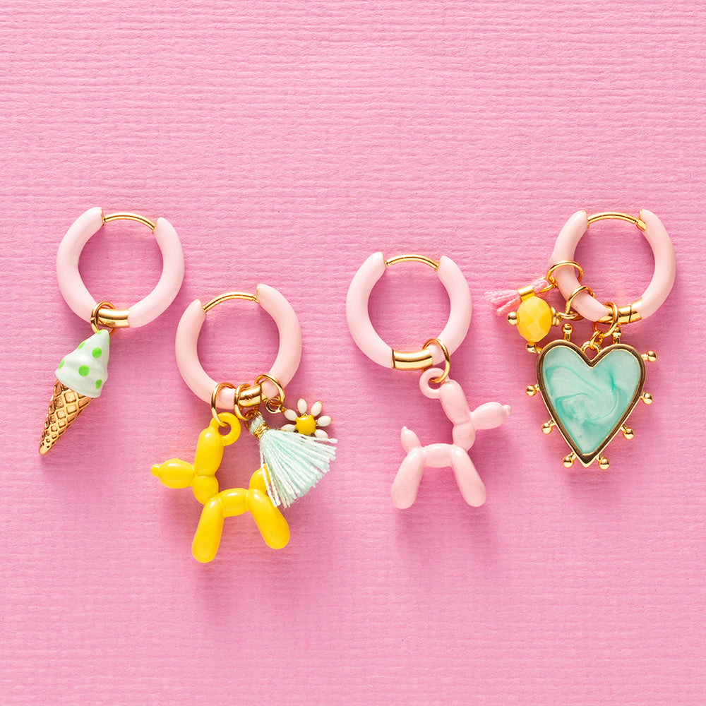 Balloon Dog &amp; IJsje - Oorbellen / Licht Roze