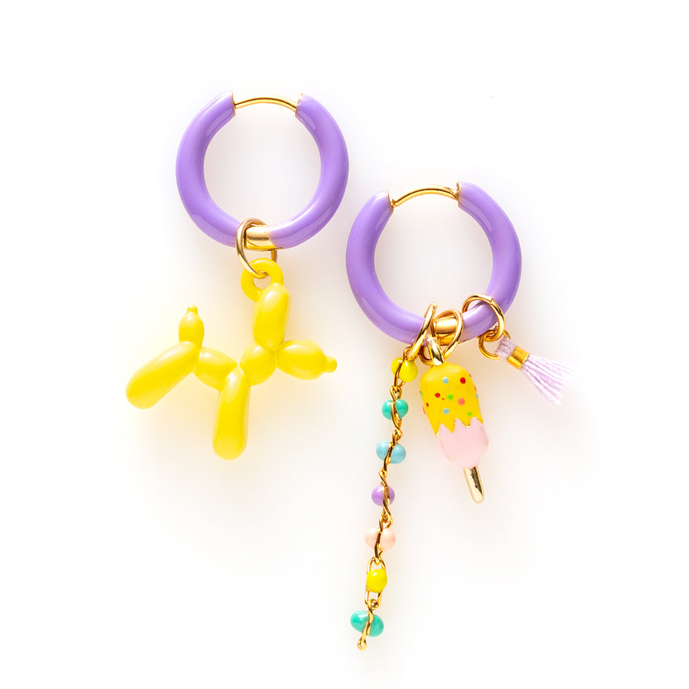 Balloon Dog &amp; IJsje - Oorbellen/Paars
