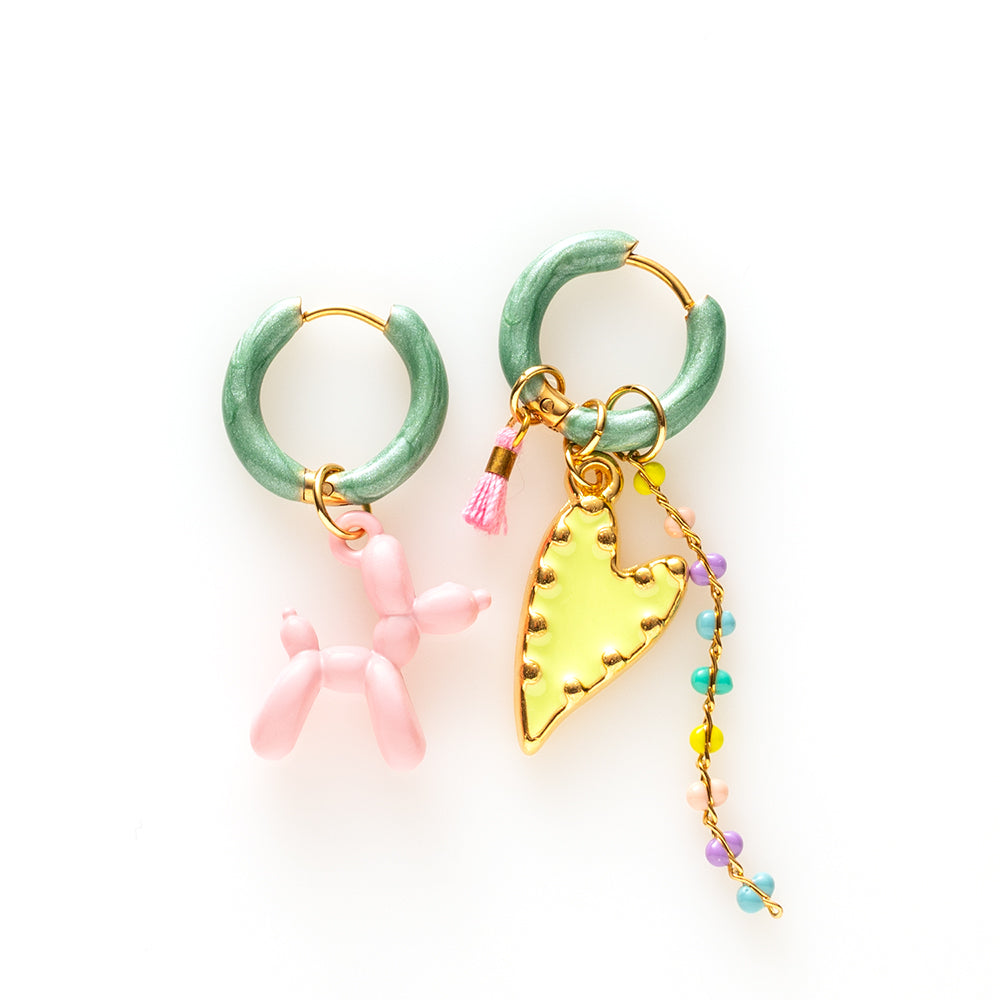 Balloon Dog &amp; Hartje - Oorbellen/Persian Green