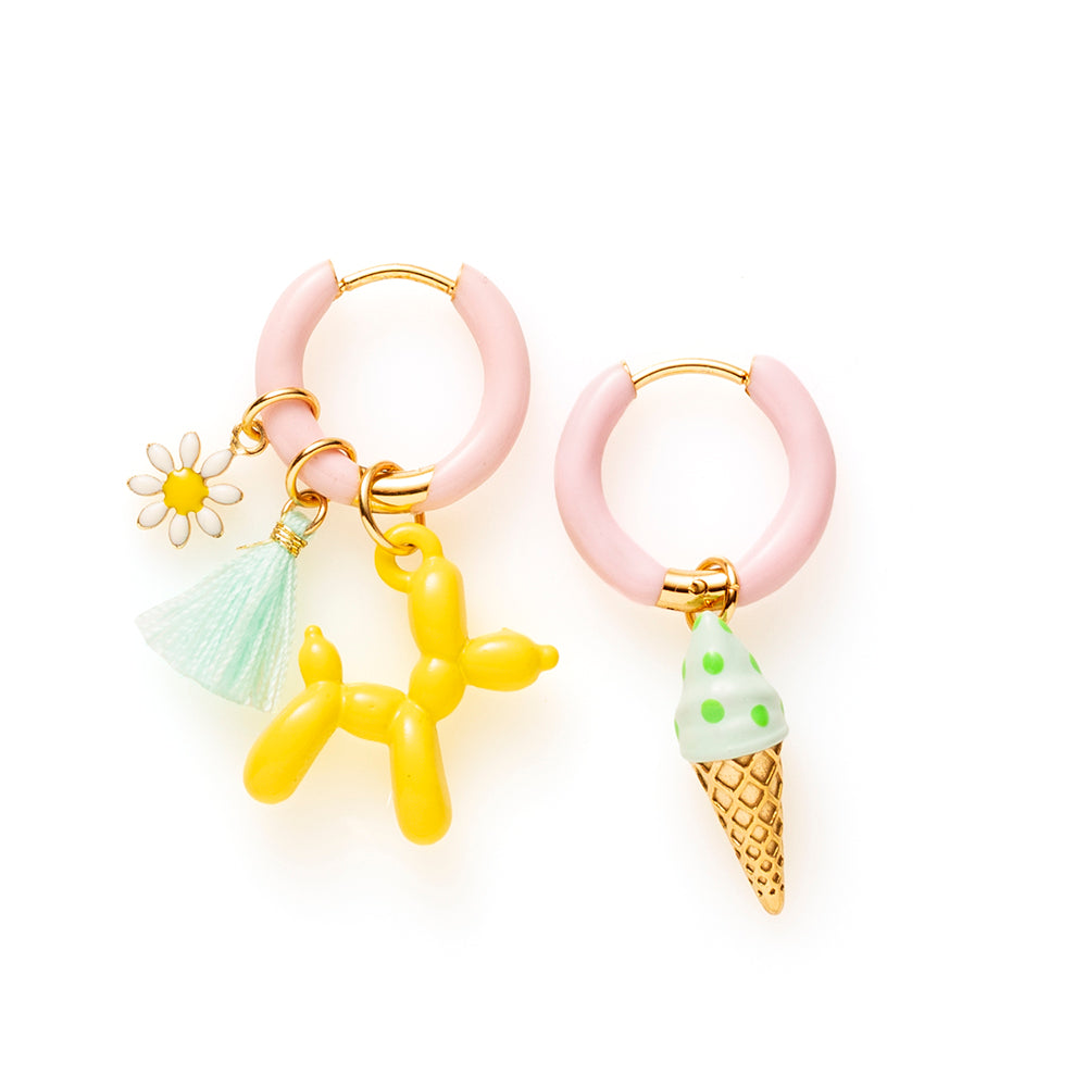 Balloon Dog &amp; IJsje - Oorbellen / Licht Roze