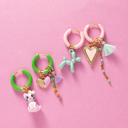 Balloon Dog &amp; Hartje - Oorbellen  / Licht Roze